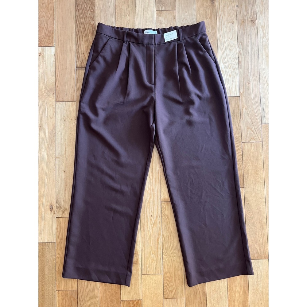 NEW Abercrombie & Fitch Sloan Ultra High Rise Wide Leg Trouser Pants Brown 34